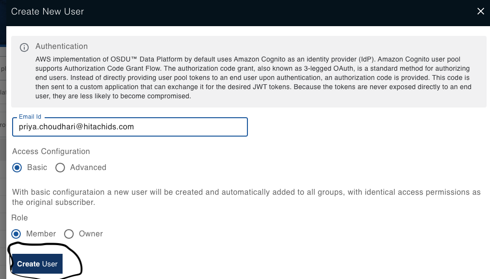 Create User button