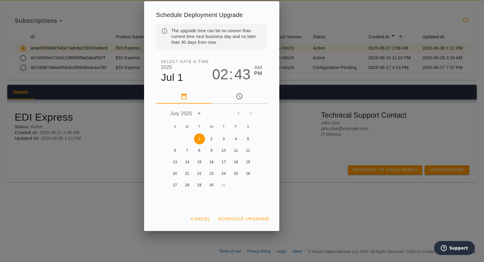 Upgrade Scheduling