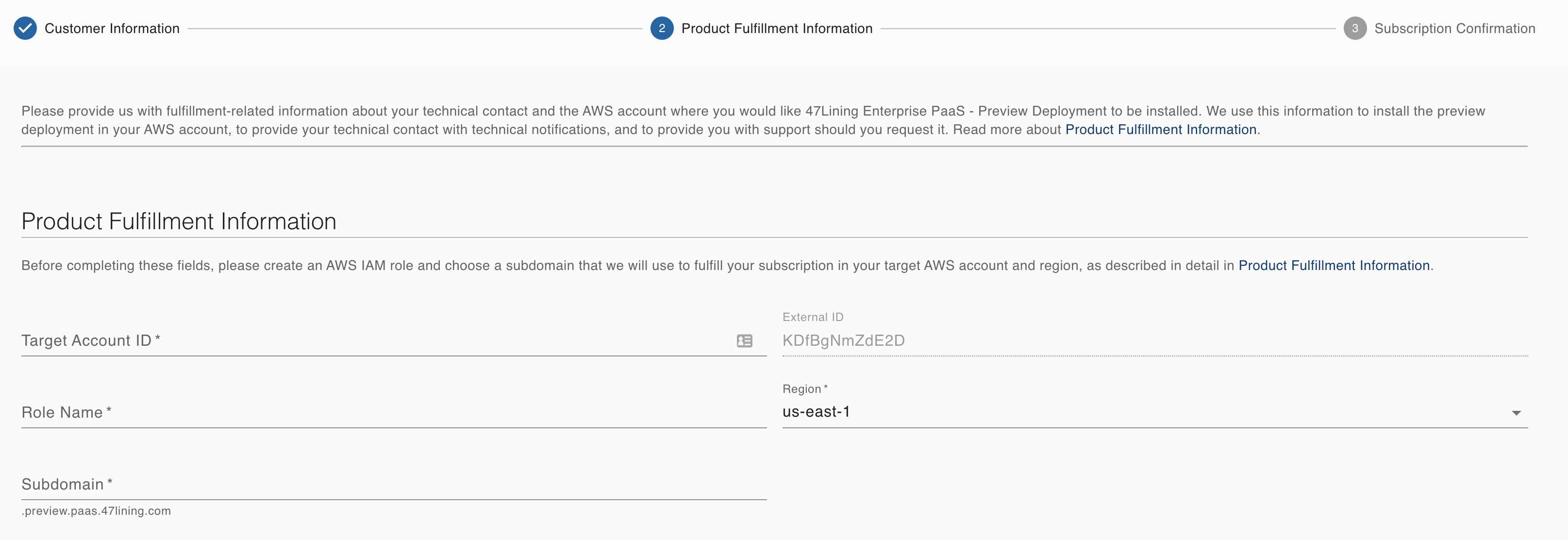 Product Fulfillment Information